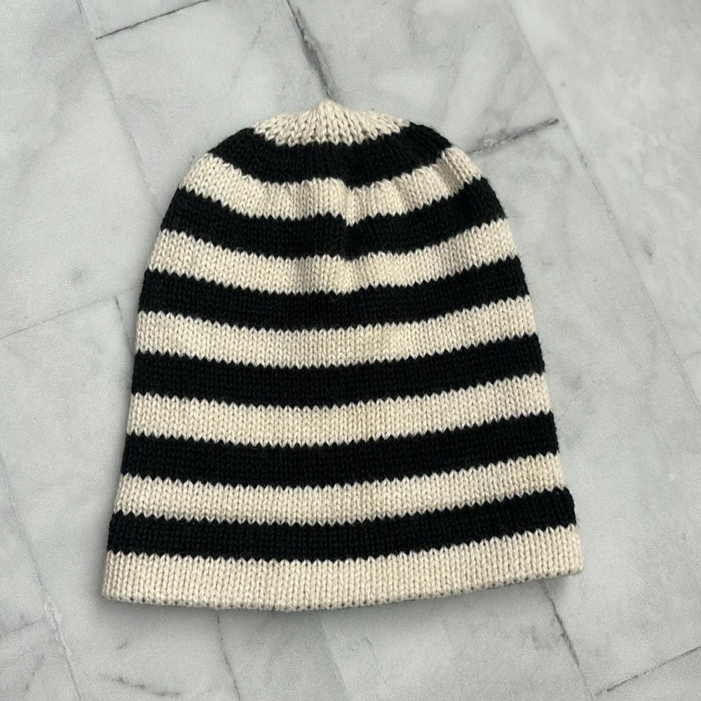 Estella Black & White Striped Organic Cotton Infant Cap